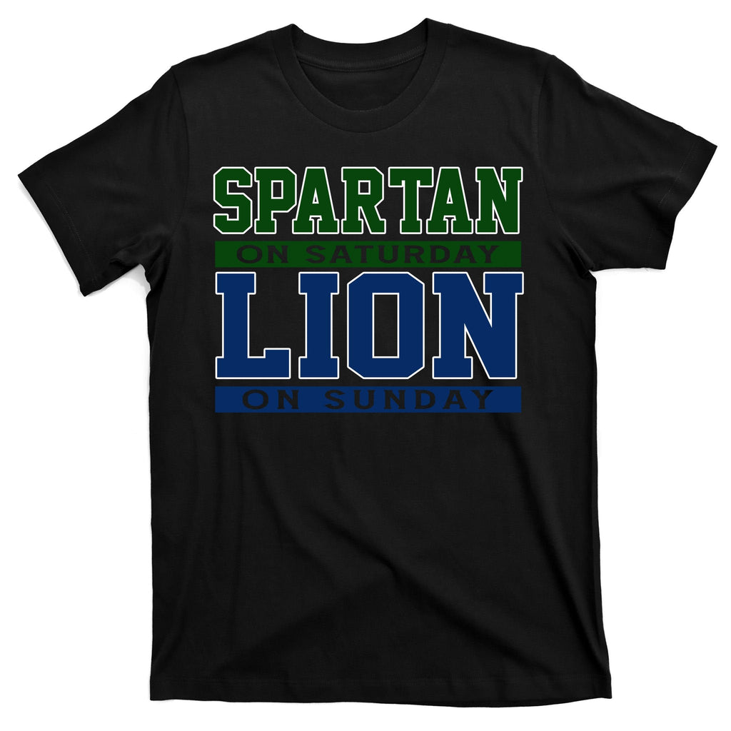 Spartan On Saturday Lion On Sunday Funny Detroit T-Shirt product image 7