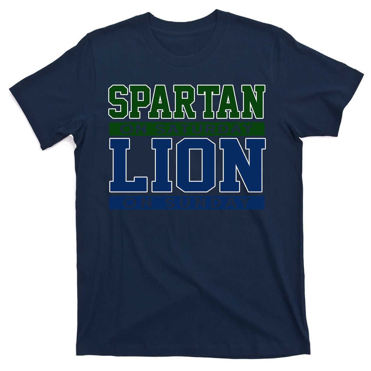 Spartan On Saturday Lion On Sunday Funny Detroit T-Shirt product image 1