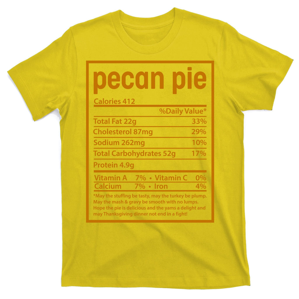 Thanksgiving Pecan Pie Nutrition Facts T-Shirt product image 3