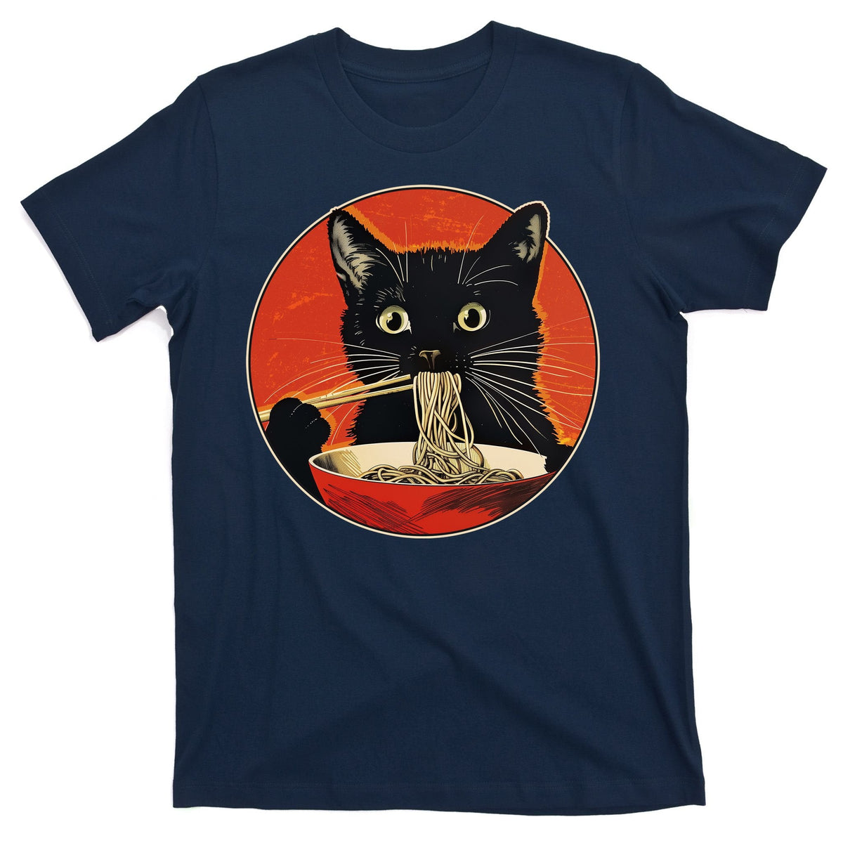 Vintage Retro Japanese Ramen Cat Neko T-Shirt product image 1